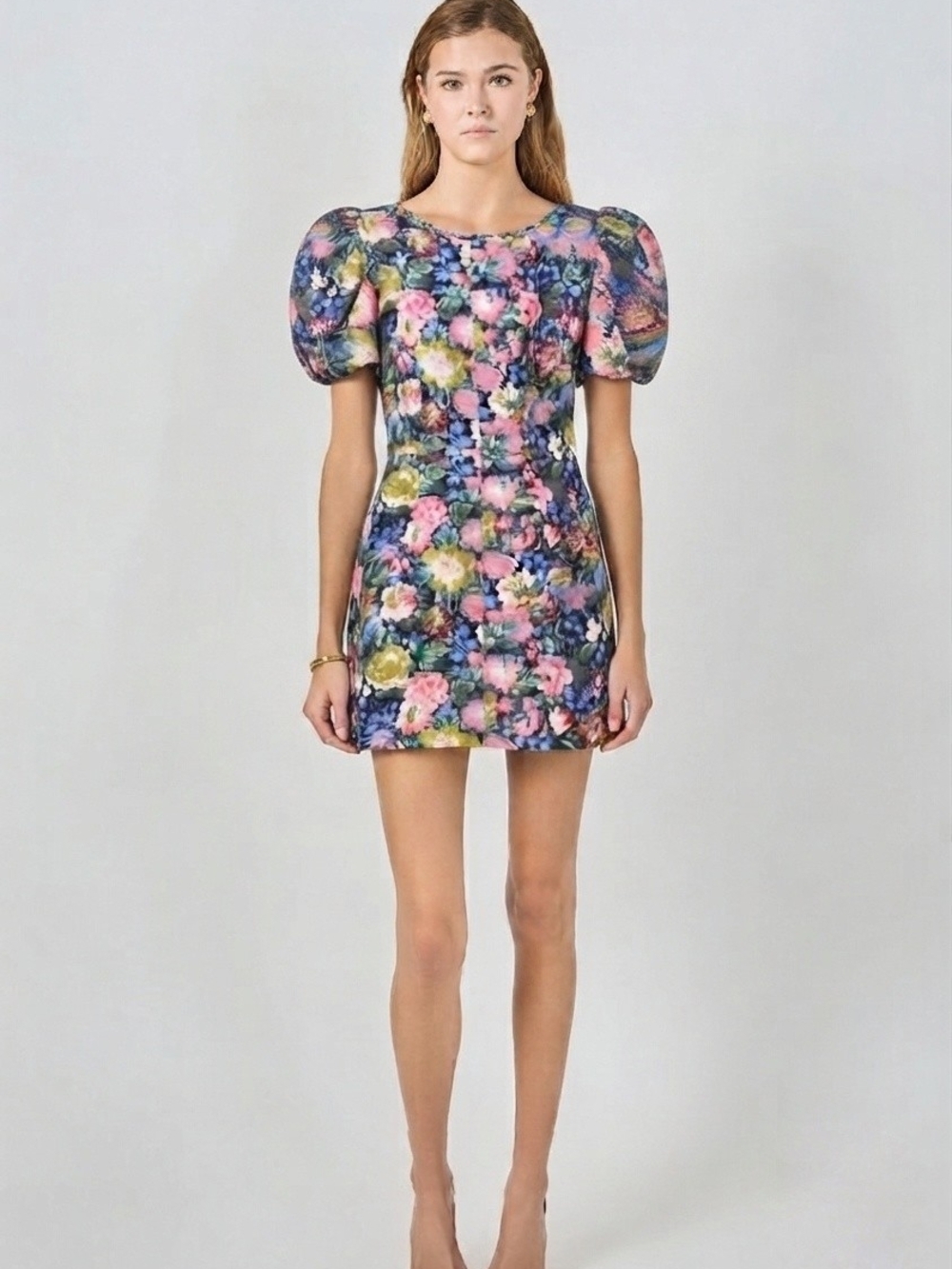Endless Rose Floral Puff Sleeve Mini Dress XS